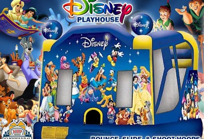 Disney Playhouse bounce house rentals with slide of Mickey Mouse theme