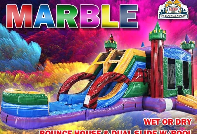 Colorful Bounce House with Double Slide